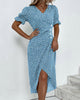 Gloria - Fresh V-Neck Dress with Floral Pattern