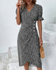 Gloria - Fresh V-Neck Dress with Floral Pattern