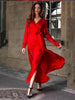 Adriana – Flowing Wrap Maxi Dress with High Slit for Women