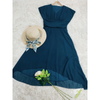 Women's V-Neck Flared Formal Dress | Midi