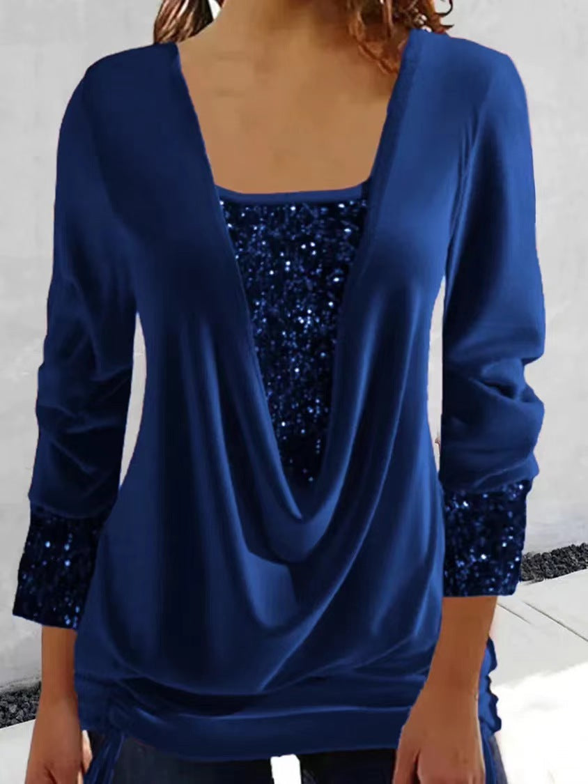 Chloe™ Long Sleeve Sequin Blouse