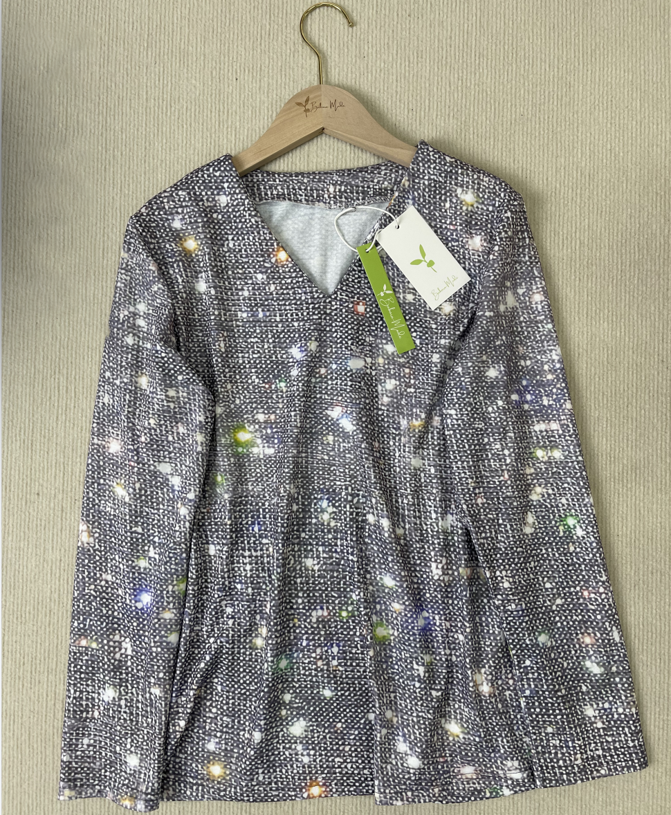 Elaina | Women's Sparkling Glitter Blouse | Long Sleeve