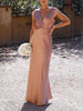 Delia - Satin Fishtail Maxi Dress with V-Neck for Women