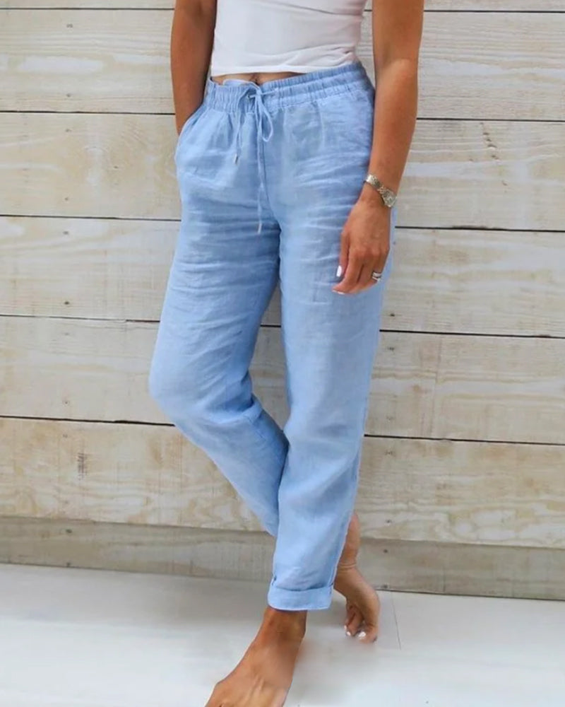Women's Casual Drawstring Pants | Cropped