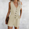 Women's Jumpsuit with V-Neck and Sleeves | Summer