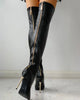 Damenstiefel aus schwarzem Leder mit niedrigem Absatz und elegantem Design