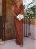 Delia - Satin Fishtail Maxi Dress with V-Neck for Women