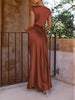 Delia - Satin Fishtail Maxi Dress with V-Neck for Women