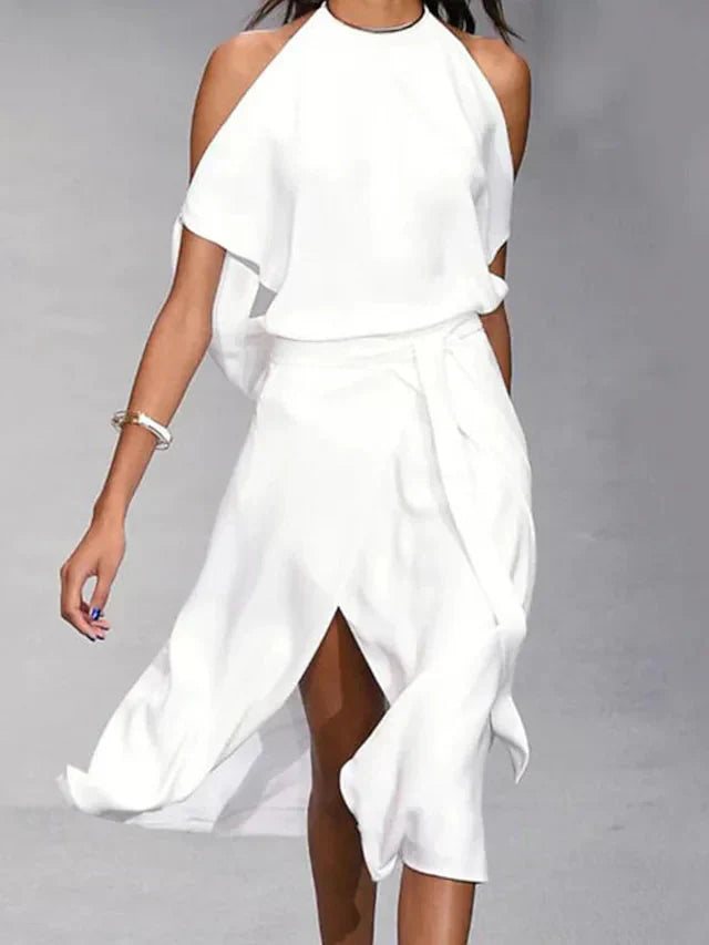 Madonna - Elegant Dress with Fashionable Shoulder Cutouts