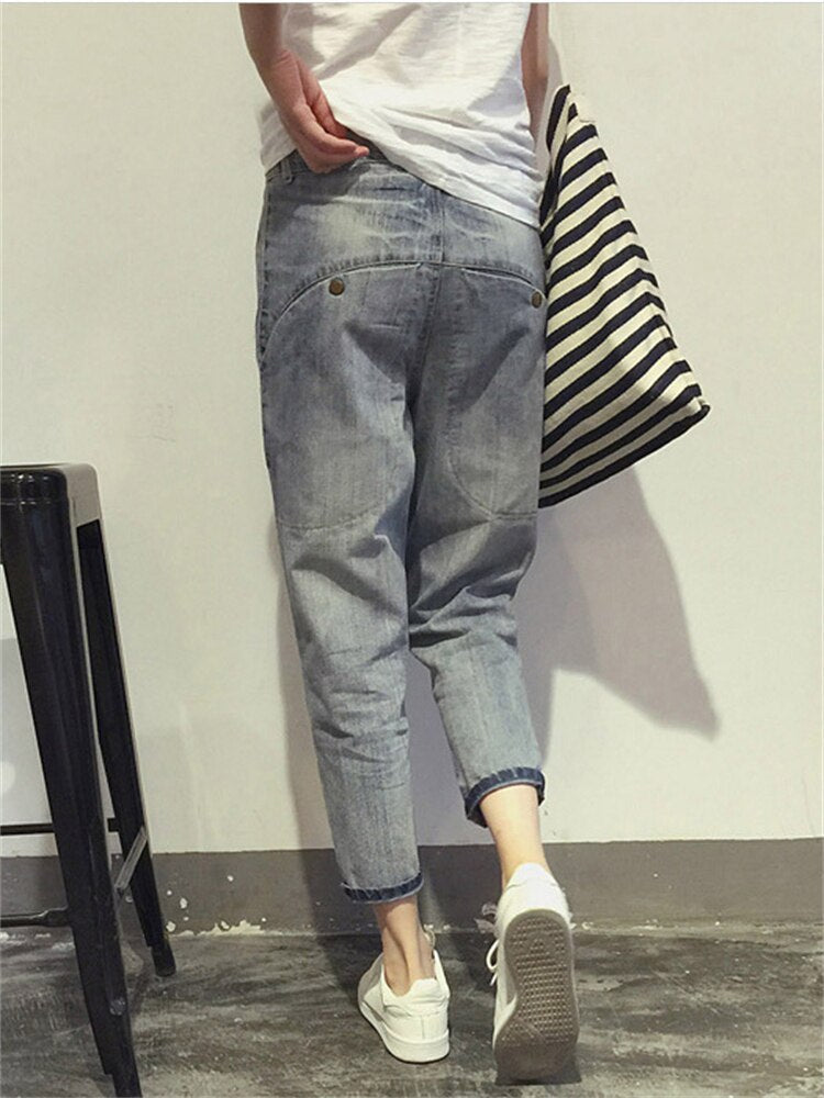 Gray Shortened Jeans for Women | Washed