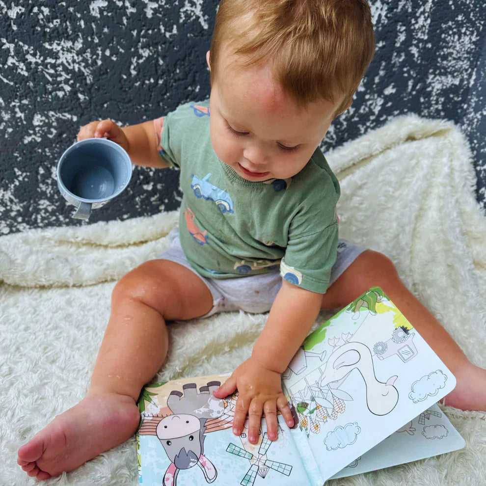 Water Coloring Book – Farm Animals, Water Painting, Reusable (8 pages, 6–24 months)