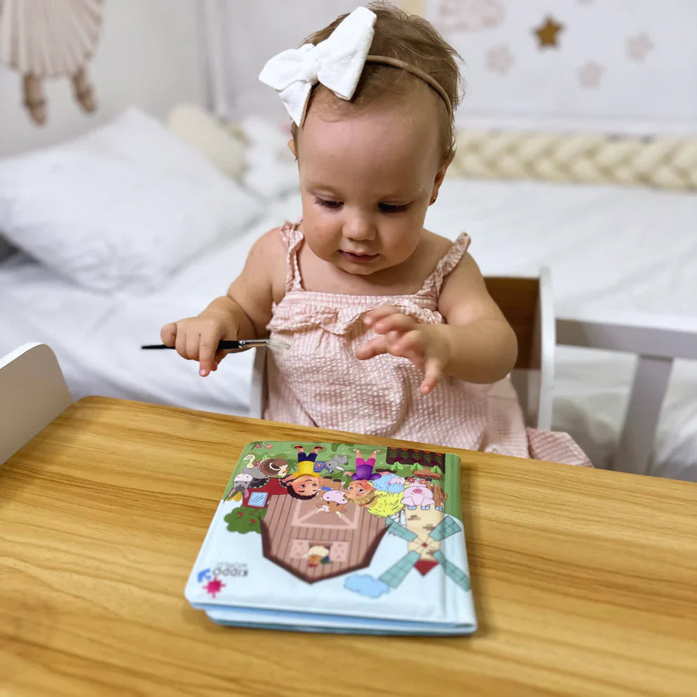 Water Coloring Book – Farm Animals, Water Painting, Reusable (8 pages, 6–24 months)