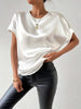 Caroline - Satin-T-Shirt mit umgeschlagenen Ärmeln für Damen