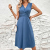 Women's Summer Dress with Wrap Neckline | Sleeveless