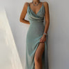 Felicity – Elegant Satin Dress with Slit for Women