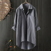 Women's shirt with button placket, long sleeves, linen fabric