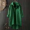 Women's shirt with button placket, long sleeves, linen fabric
