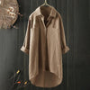 Women's shirt with button placket, long sleeves, linen fabric
