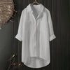 Women's shirt with button placket, long sleeves, linen fabric
