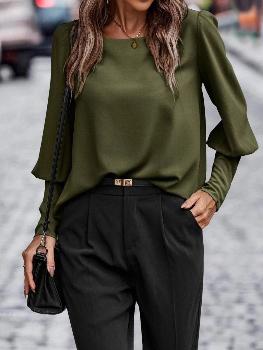 AnneElegance™ – Women's Blouse with Square Neck Elegant