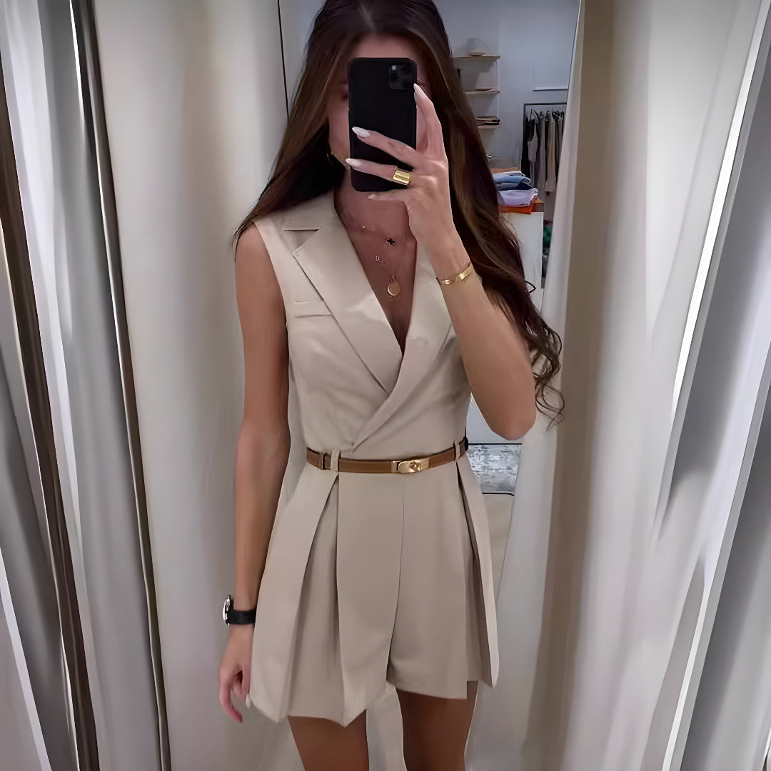 Women's Elegant Belt Wrap Style Shirt Dress | Sleeveless