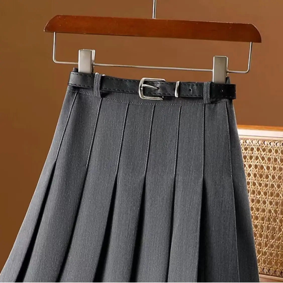 Women's Pleated Skirt with Belt | Midi