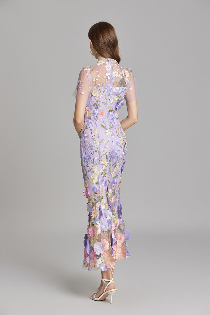 Elegant Sleeveless Embroidered Women's Dress | Maxi