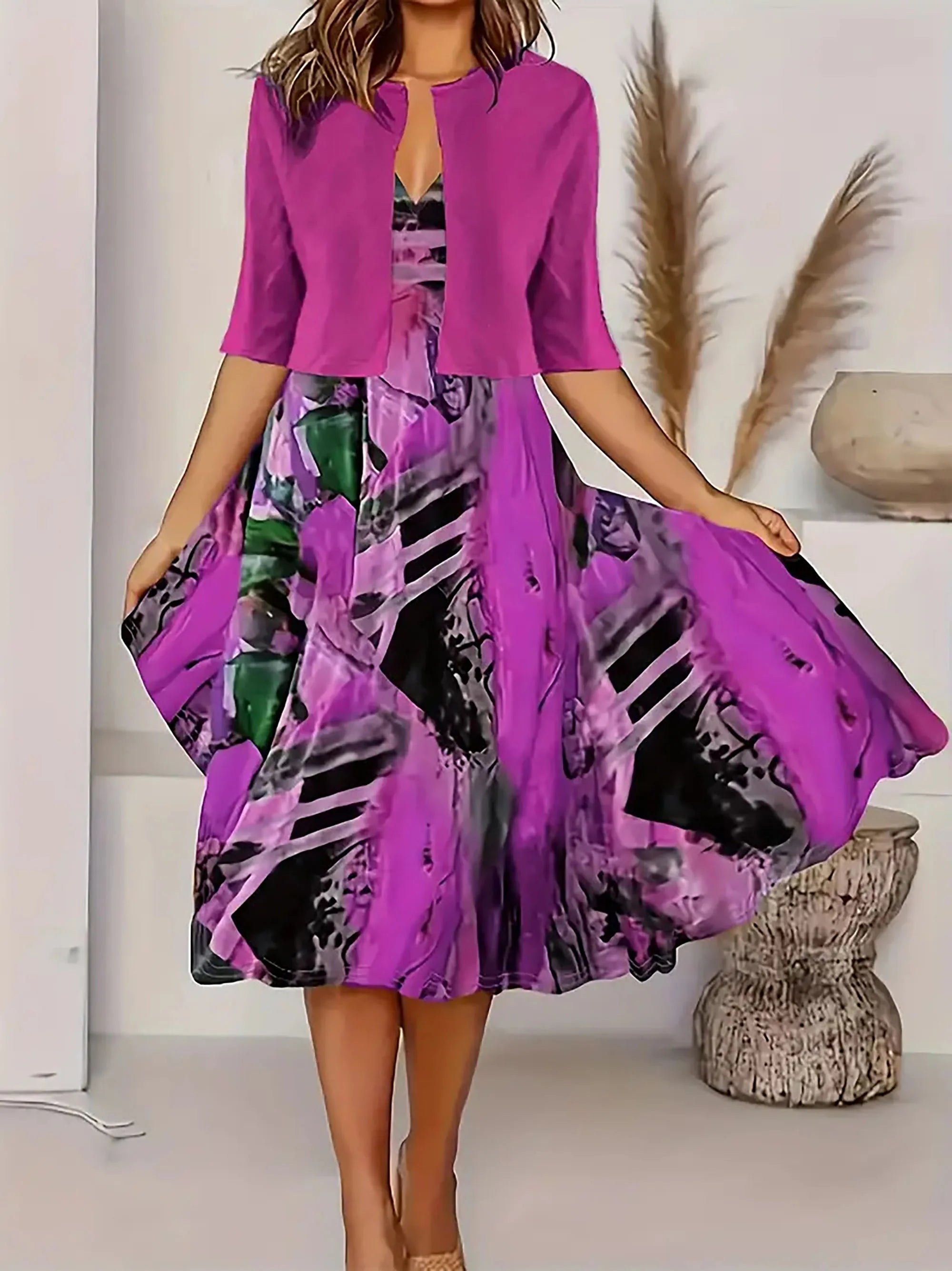 Stylish Women's Summer Dress with Blazer | Midi