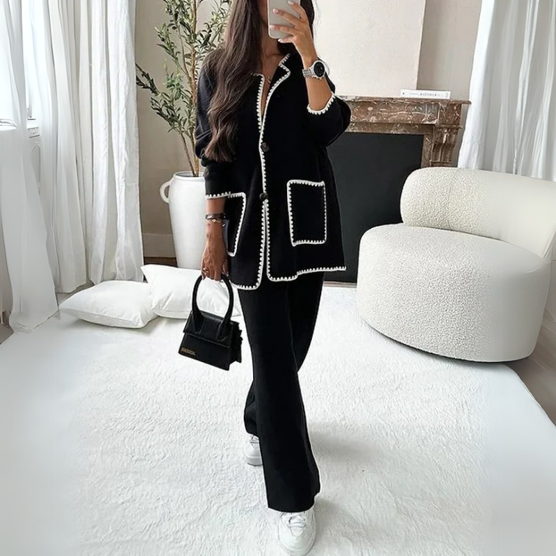 Carlota | Elegant, tailored design women's cardigan and pants set