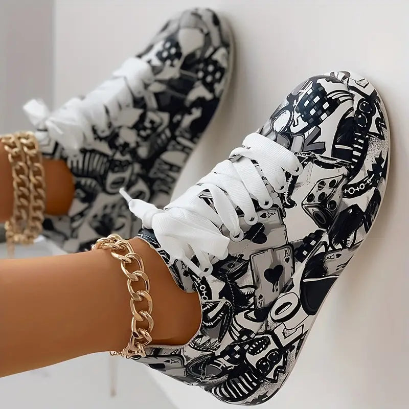 Hazel | Stylish Graffiti Print Women's Sneakers