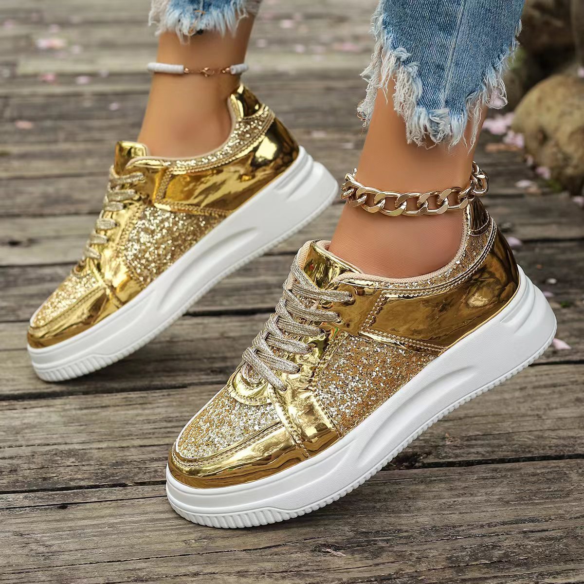 GlamStep™ – Elegant Women's Sneakers with Sparkling Sequins