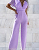 Damen-Jumpsuit mit weitem Bein und V-Ausschnitt