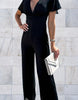 Damen-Jumpsuit mit weitem Bein und V-Ausschnitt