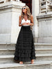 Women's Maxi Skirt with High Waist and Layered Pattern | Summer