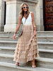 Women's Maxi Skirt with High Waist and Layered Pattern | Summer