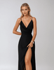 Felicity – Elegant Satin Dress with Slit for Women