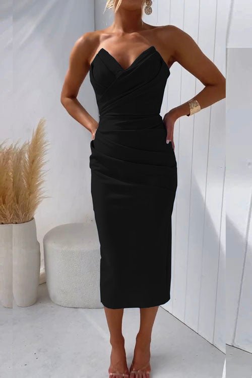 Grazia™ – Women's Strapless Cocktail Dress with Seductive Back Slit