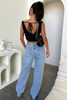 Damenjeans mit niedriger Taille und weitem Bein im Stil der 2000er Jahre