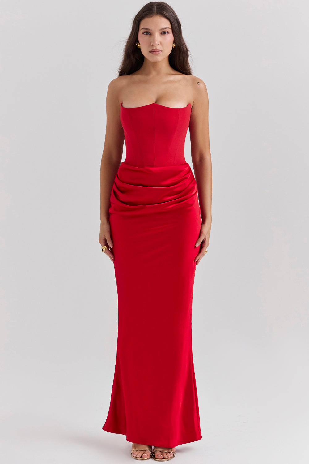 Renata – Off-shoulder Satin Corset Maxi Dress for Women