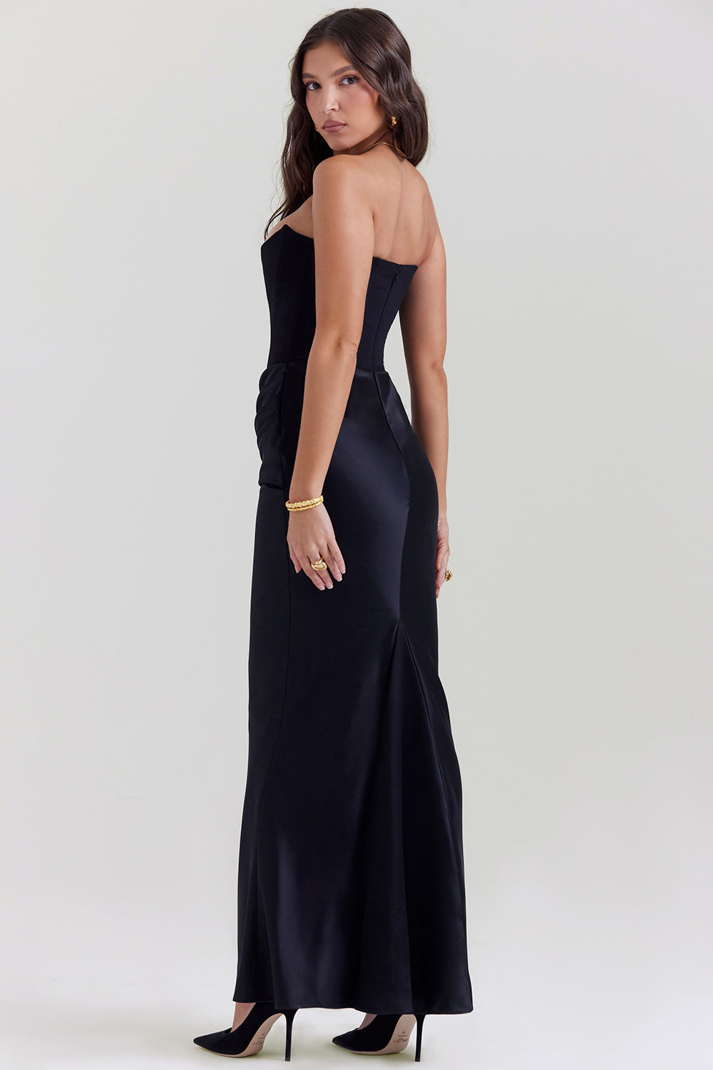 Renata – Off-shoulder Satin Corset Maxi Dress for Women