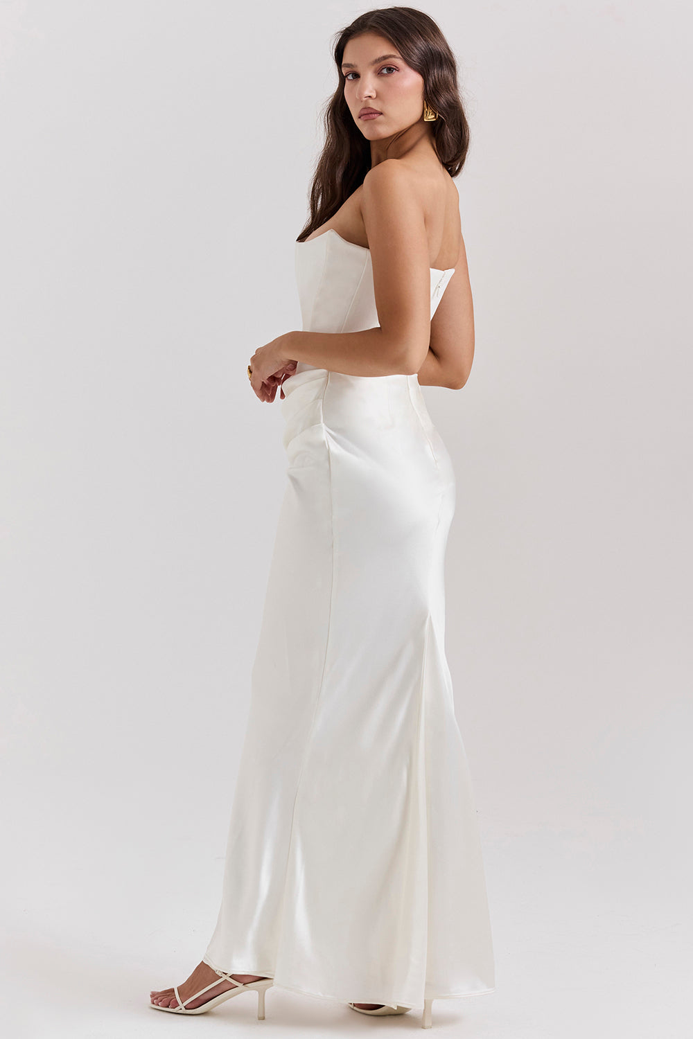 Renata – Off-shoulder Satin Corset Maxi Dress for Women