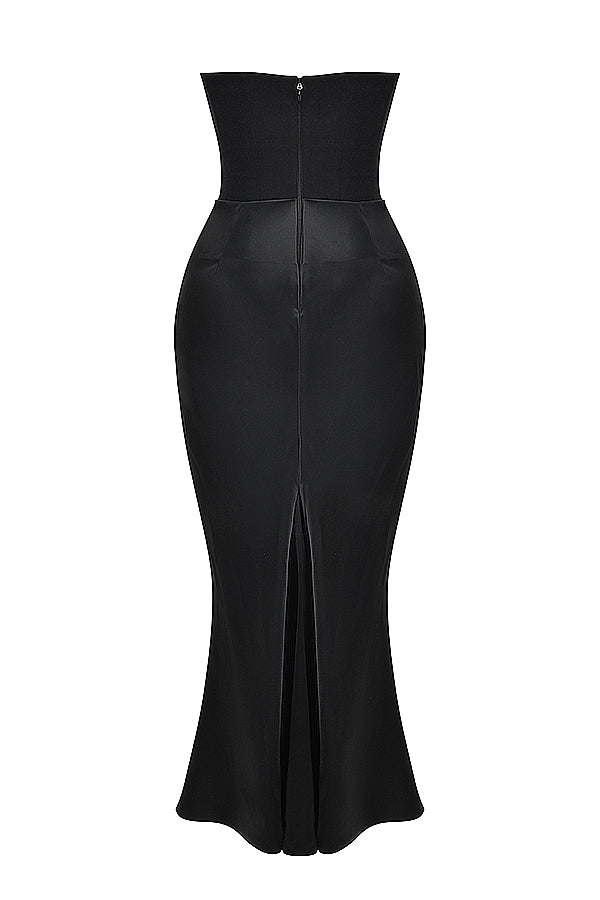 Renata – Off-shoulder Satin Corset Maxi Dress for Women