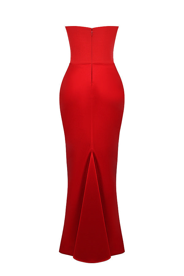 Renata – Off-shoulder Satin Corset Maxi Dress for Women