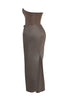 Renata – Off-shoulder Satin Corset Maxi Dress for Women