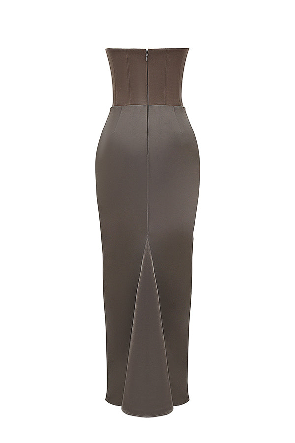 Renata – Off-shoulder Satin Corset Maxi Dress for Women