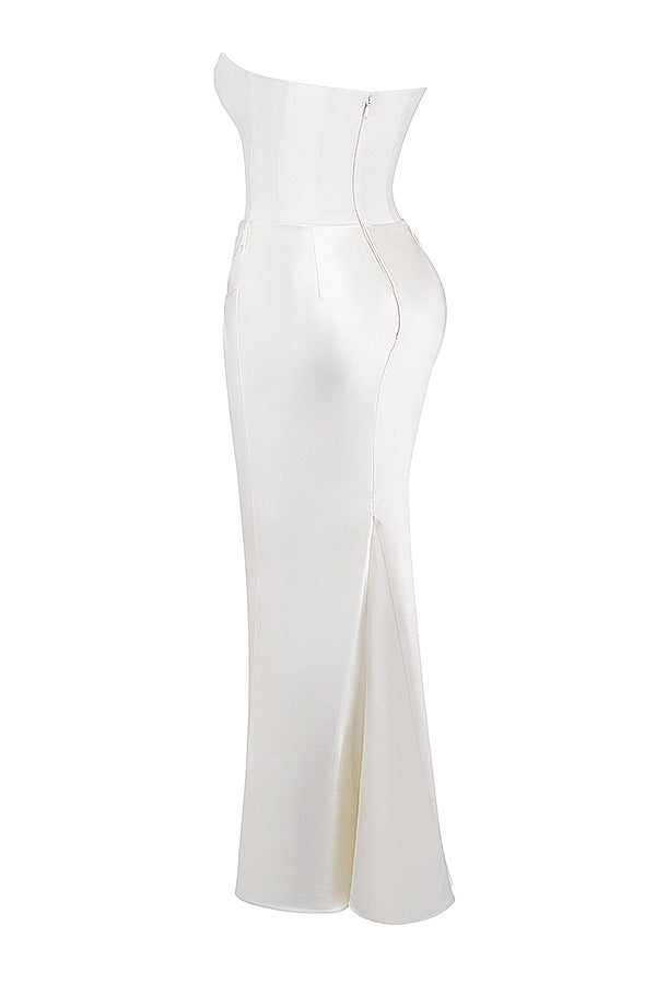 Renata – Off-shoulder Satin Corset Maxi Dress for Women