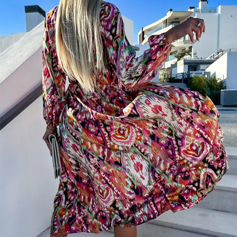 Aurora™ Printed Long-Sleeve Dress