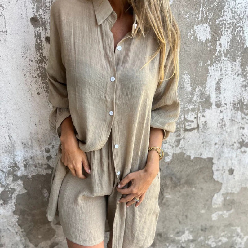 Nadine™ Long Sleeve Shirt & Shorts Set