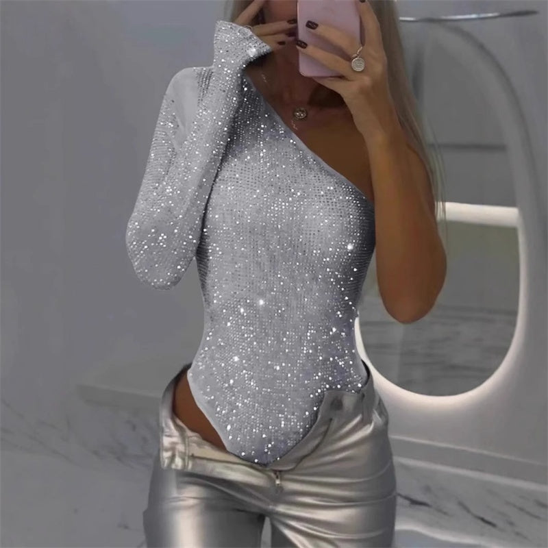 Audrey™ One-Shoulder Sequin Bodysuit