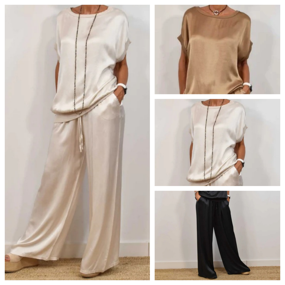 Doris™ Satin Blouse and Pants Set